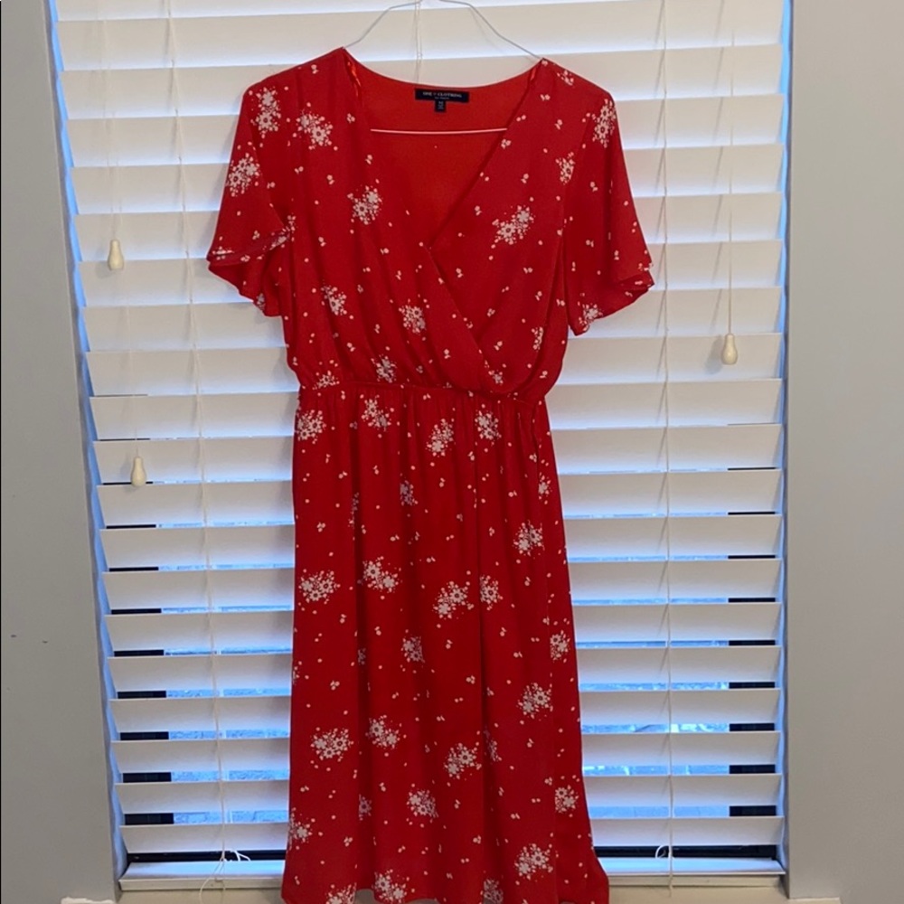 Red knee length dress